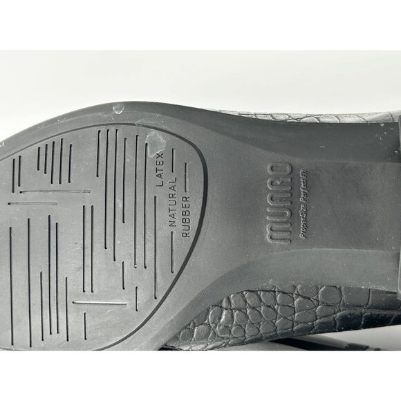Munro Marteen Black Leather Croc Embossed Slip-On Loafers Women’s 9WW Comfort - Picture 13 of 15